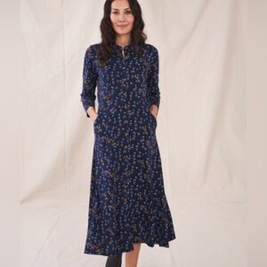 White Stuff Rua Jersey Stretch Button Down Front Midi Skirt Blue Raindrop US 6